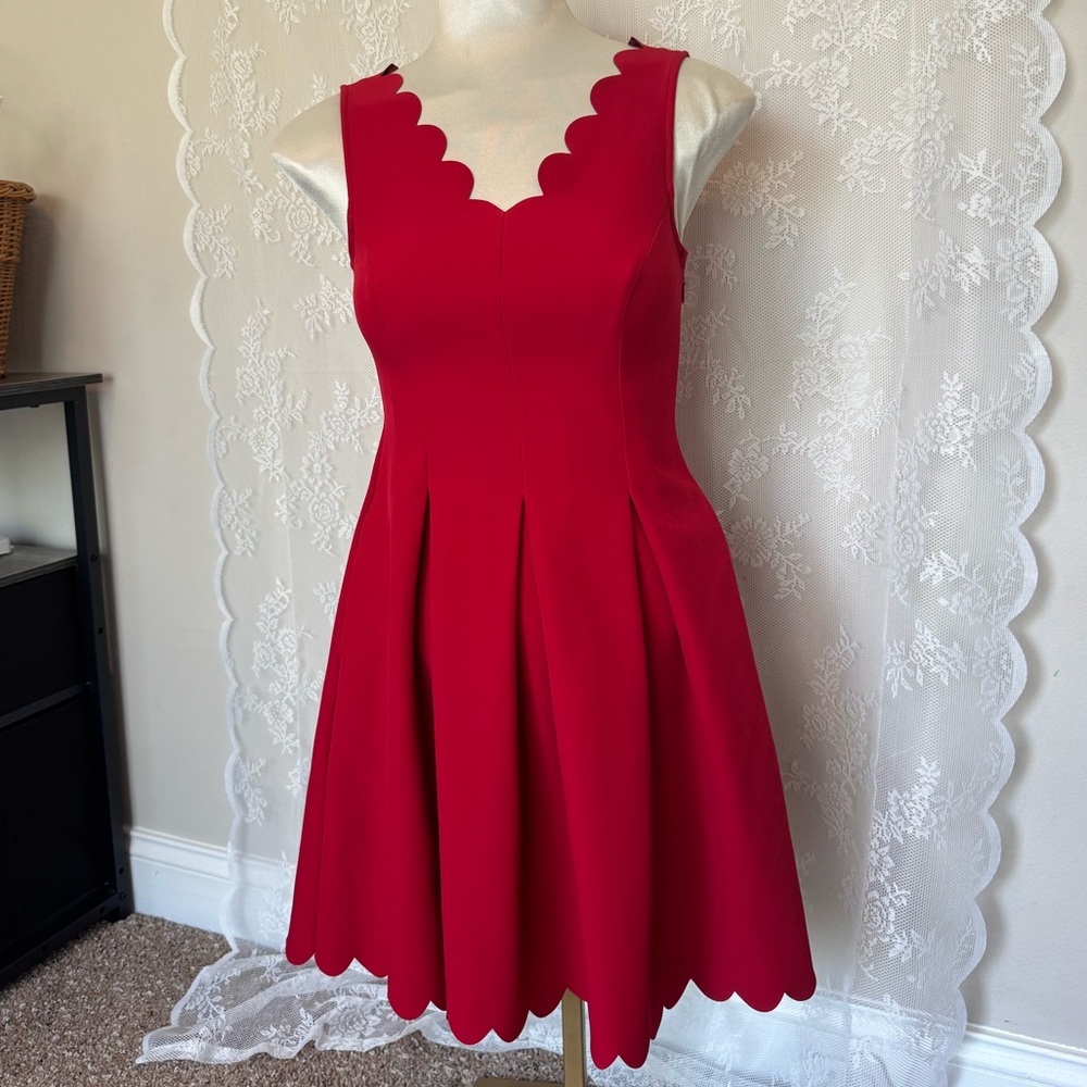 Banana Republic Red Pleated Fit and Flare Mini Dress